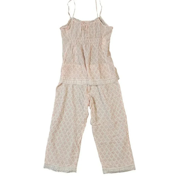 New $76 Oscar de la Renta Pink Label Outfit Set Women's Medium Ivory Wide Leg - Picture 1 of 9